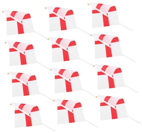 TOBBOMEY 12pcs Handheld England Flags for Soccer Games National Day Celebrations Mini Uk Flags Stick for Parties Sporting Events