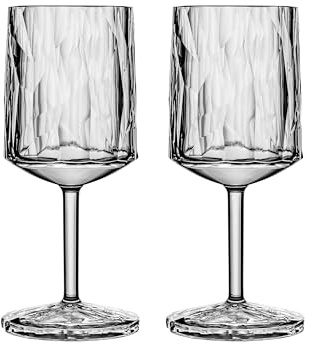 koziol Superglas Club No. 21, 2 pièces, 250 ML, Verre à vin avec Pied en Plastique cristallin, Luxueux, incassable, réutilisable, fête, Camping, Set de 2 pièces