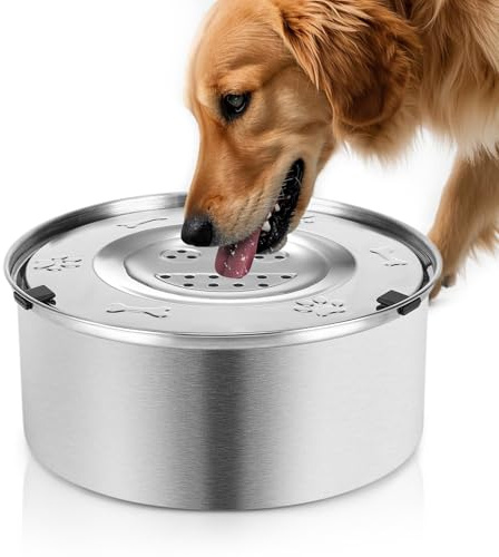 Luziyun Gamelle Anti Éclaboussure Chien, Gamelle Eau Chien Anti Goutte en Acier Inoxydable, Gamelle Anti Renversement et Débordement, Antidérapante, Lavable Lave-Vaisselle, Bol Chien (3L)