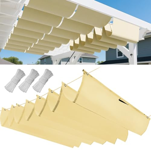 Einziehbar Welle Sonnensegel, Verstellbar Schattenabdeckung, Wasserdicht Sonnenschutz Sonnenschutz Schutz vor UV- Strahlungen für Pergola Garten Schattenabdeckung 1.3x3M(BxL) - Beige