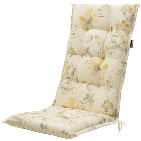 Madison Hochlehnerauflage S 235 Gartenstuhlauflage 120 x 50 x 8 cm Polsterauflage UV-Lichtecht Geblümt in Hellen Farben mit Gelb Baumwolle Polyester