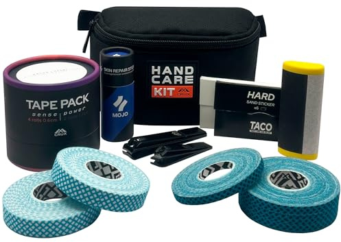 CRUX KIT Pro - Lime à Callosités Taco, Crème Régénérante Mojo, Tape Pack x6 Rouleaux, Coupe-Peaux, Coupe-Ongles, Étui - Soin des Mains pour Escalade, Crosstraining, Gymnastique