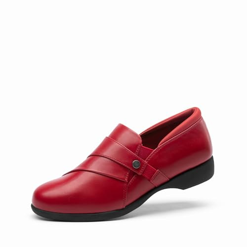 DREAM PAIRS Sdls2409w, Mocasín Mujer | Cómoda plantilla de soporte de arco, opciones de ancho amplio con talón para evitar la fatiga para el trabajo