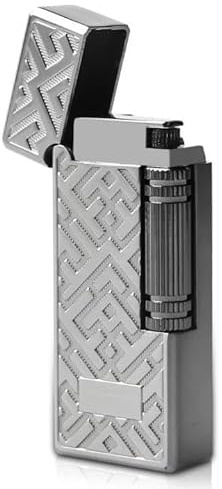 Mechero de metal con rueda lateral mate, recargable, sin butano, para exteriores, camping, regalo (plata)