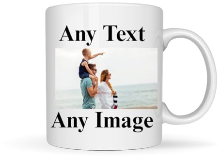 Custom Photo & Text Mug – Personalized Coffee Mug 11oz Ceramic Cup, Add Your Picture or Logo, Customised Gift for Men, Women, Mom, Dad, Friends, Birthday, Christmas, Anniversary
