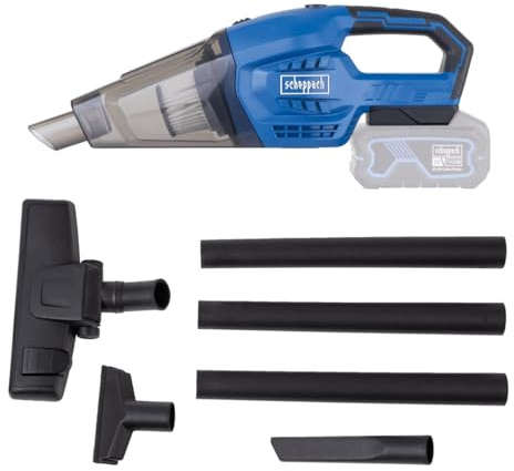 Scheppach Akku Handstaubsauger C-HVC150-X Staubsauger mit 10 kPa Leistung | 560ml Staubfangbehälter | Inkl. 3 Düsen & Verlängerungsrohren | 20V-IXES-Serie | 10 Jahre Garantie | Ohne Akku & Ladegerät