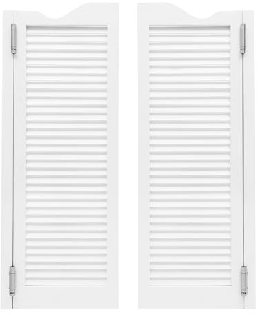 UHDUIG Paire de Portes Battantes Double Volets Persiennes 107 x 81 cm, Structure en Pin Massif Blanc, Équipée de Charnières et Ferrures, Séparateur de Passage pour Usage Intérieur, Montage Simple