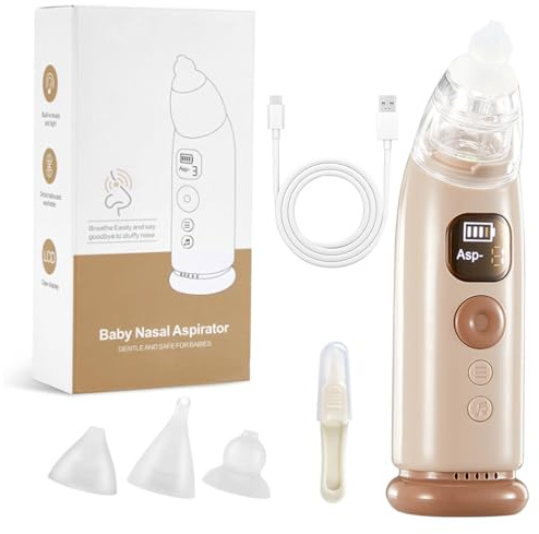 Shynova Aspirateur Nasal Bébé Électrique - Mouche-bébé avec 3 Niveaux Réglables, Rechargeable USB, Écran LCD, Embout Silicone Souple, Nettoyage Facile - Pour Nez Bouché