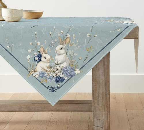 Artoid Mode Kapok ortensia coniglio pasquale tovaglia biancheria da tavola primavera cucina tavolo decorazione per interni vacanza festa decorazione 100 x 100 cm