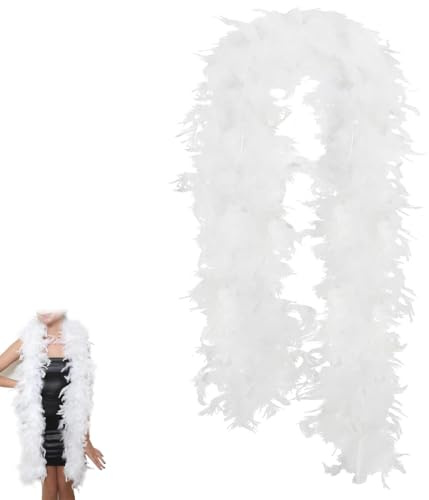 VRYNDH ensemble d'accessoires boa en plumes pour, femmes Boa en plumes Blanc des années,Vêtements pour femmes des années Plumes Blanc,Boa en plumes duveteuses(40g,2m)