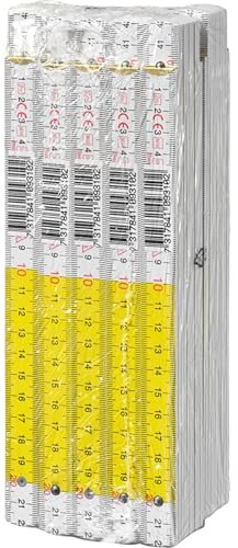 10 Stück Zollstock Gliedermaßstab 2 Meter Dezimaleinteilung rot Premium (Weiß/Gelb)