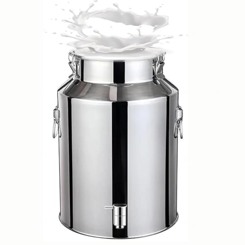 Bidon Inox Pour Huile d Olive 5-88 Litres Avec Robinet,Seau Inox Couvercle for À Vin Baril Seau À Eau Huile Réservoir À Thé Avec Couvercle Scellé,Capacity-22L