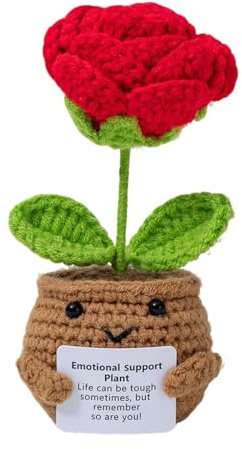 Touosy Muñecos de Ganchillo Regalo Mujer Regalo Amiga, Diseño de RosaDiseño de Rosa Flores Hechas a Mano en Maceta, Decoración Hogar Oficina Escritorio Regalo de Cumpleaños con Apoyo Emocional