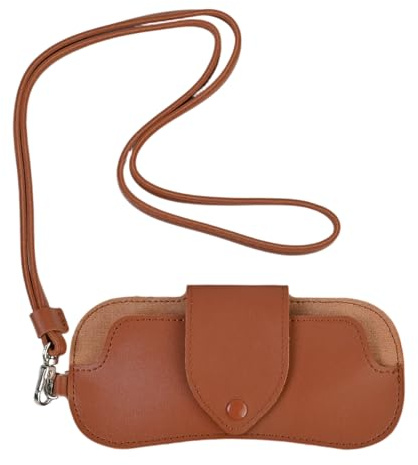 Estuche Protector de Cuero para Gafas de Sol, Estuche Portátil para Gafas, Bolsa de Almacenamiento para Gafas, con Cordón, Marrón, Portátil, Apto para Gafas de Sol, Gafas Graduadas y Gafas de Lectura