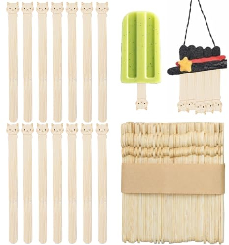 LYITZW 50 Unidades, Palito de Helado, Miniatura de Gato, Dibujos Animados, Palitos para Helado, Palitos para Brochetas, Palitos para Manualidades, Palitos para Postres