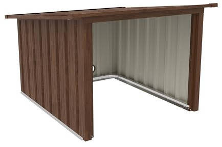 Garage per Robot Tagliaerba e Tosaerba in Acciaio Zincato, Casetta Riparo da Esterno Effetto Legno con Tetto Spiovente, Protezione Intemperie Giardino - 89x90,5x62/51 cm