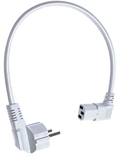 Netzkabel Schutzkontaktstecker auf Kaltegrätebuchse (40cm, gewinkelt, weiß)
