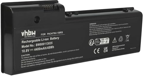 vhbw Li-Ion Akku 4400mAh (10.8V) kompatibel mit Notebook Laptop Toshiba Satellite P100-ST1071, P100-ST1072 Ersatz für PA3479U-1BRS, PA3480U-1BRS, PABAS078.