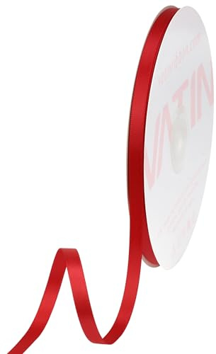 VATIN 6mm Double Faced Red Polyester Satin Ribbon - 45 Metre for Gift Wrapping Ornaments Party Favor Braids Baby Shower Decoration Floral Arrangement Craft Supplies