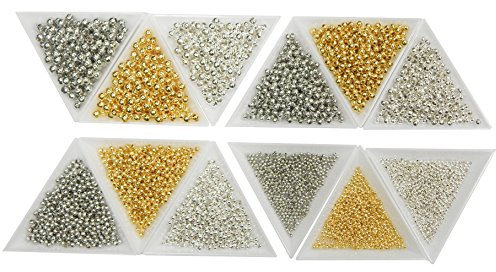 Perlin 4125stk. Metallperlen 2/3/4/5 mm Metall Spacer, Zwischenteile, Rund, Silber, Gold, Zwischenperlen, Schmuckteil für Schmuckherstellungs DIY Armband Kette Basteln