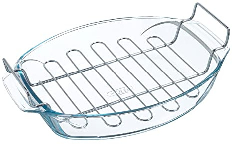 Pyrex® Fuente Oval Con Rejilla Horno Let'S Share de Boro | Transparente, Boro, forma oval, acabado brillo, 39x27x11cm - de encargo