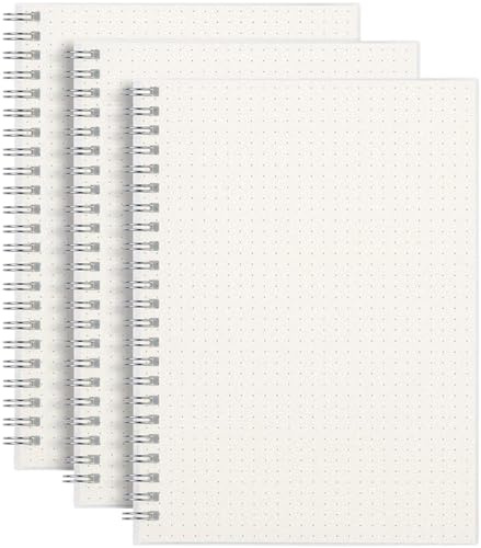 AHGXG 3 Pack Dotted Notizbuch - A5 Bullet Grid Journal Spiral mit DIY Schablonen, Insgesamt 480 Seiten Premium Dickes Dot Papier, 5.7 x 8.3 Inch | Notizbuch, Punktraster, Spiralbindung, 100 g/m², 80 Blatt pro Packung, Kunststoffeinband, für Tagebuch, Skizzieren, 3 Stück