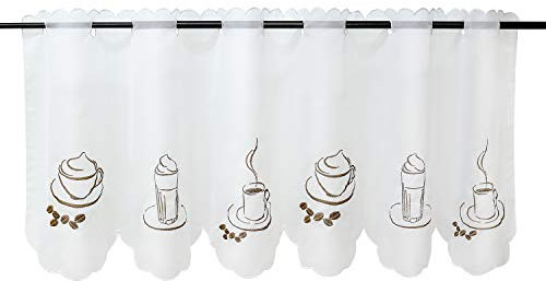 HeichkelL Voile Kaffee-Motive Scheibengardine »Besseit« Gardine Küche Kurzstore Transparente Bistrogardine Weiß H*B 30 * 90cm