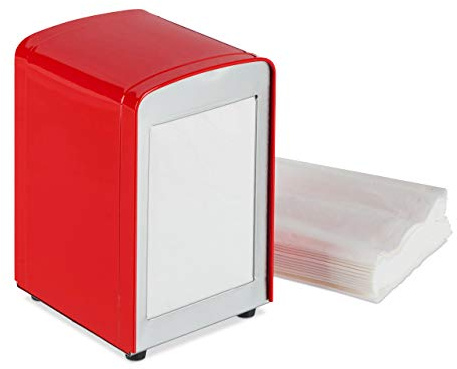 Relaxdays Serviettenspender Retro, kleine Servietten, für Eisdiele, Café, Bistro, HBT: 15x9,5x11