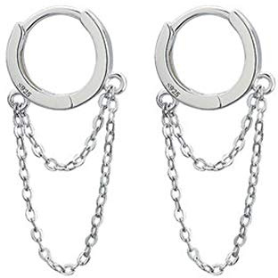 Quaste Kette Drop Dangle Kleine Creolen für Frauen Mädchen Männer 925 Sterling Silber Huggie Helix Knorpel Tragus Daith Piercing Cuff Minimalistisch Mode Personalisierter Punk Schmuck