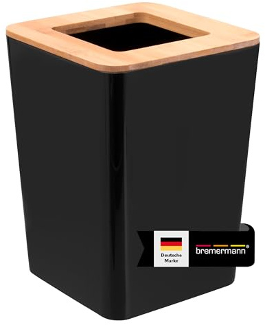 bremermann Kosmetikeimer CALVI aus Bambus und Kunststoff // Abfalleimer // Mülleimer 5,5 Liter (schwarz)