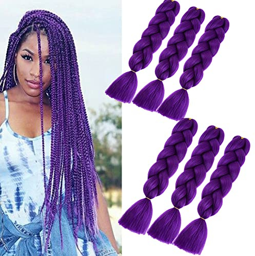 Meches Pour Tresses Africaine Violet,Rajout Cheveux Tresse Extension | de Cheveux de Fibre Synthétique Jumbo Braids Meches Tresse Pour Crochet Twist Tressage (Violet foncé)