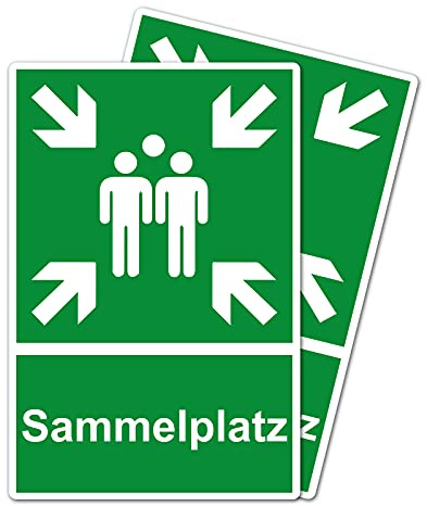 STROBO 2 Stück Sammelplatz Hinweisschild | Stabile 3mm Hartschaumplatte als 30x20cm Schild mit UV-Schutz für den Außenbereich