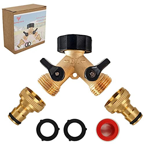 Brass 2-Way Tap Y Splitter - 3/4 Hose Connector with Individual On/Off Control