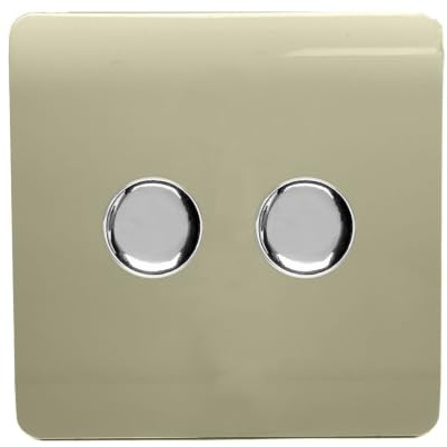 Trendi Artistic Modern Glossy Tactile 2 Gang 2 Way 120w LED Dimmer switch Gold