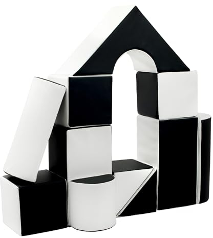 Velinda 11 Grossbausteine Schaumstoffbausteine Bauklötze Riesenbausteine Schloss-Set (Farbe: schwarz - weiß)