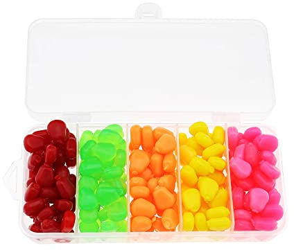 Create idea 200 Stücke Kunstköder Künstlich Mais Fischköder Weichen Karpfen Köder Künstlich Angeln Köder Gefälscht Mais mit Gutem Geruch für Fischer Anfänger in 5 Farben