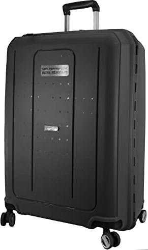 METZELDER Valise Rigide CLICKER Coque Incassable 100% Polypropylène, Fermeture multipoints, Trolley extérieur Garantie 3 Ans (Noir (Black), L - Large - 109L - 75x54x32cm - 5kg)