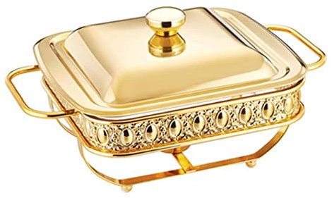 Chafing Food Warmer Chafing Dish Buffet Chafer Food Pans for Wedding Parties Bankett Catering Events Bequem und Praktisch (Color : Gold, Size : 1.8L)