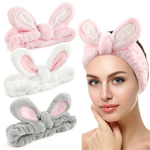 Fascia Capelli Donna Trucco 3 Pezzi, Fascia Capelli Skincare, Fasce per Capelli Elastiche in Pile di Corallo, Spa Shower Face Washing Hairband, per Il Lavaggio di Bellezza del Viso Spa