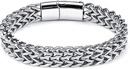 Aleasha Kubanische Armband Herren 316L Edelstahl Kubanische Kette Armband Silber Hip Hop Schmuck Vatertag