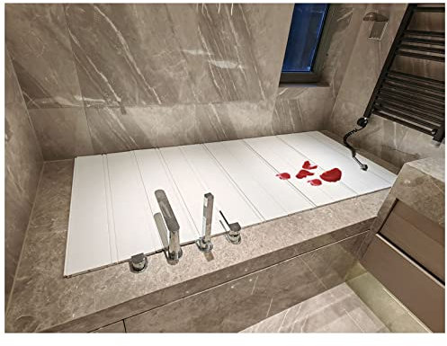 Copertura Vasca da Bagno, Pieghevole PVC Copertura Vasca Da Bagno, Resistente Al Calore Copertura Antipolvere Vassoi Vasca Da Bagno, Plastica Pannello Isolante, Addensato 1,2cm pieghevole (Color : Wh