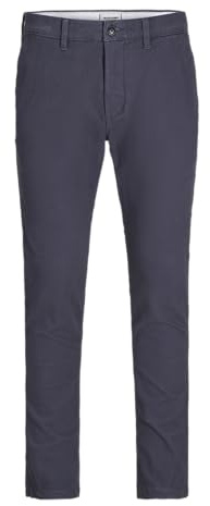JACK & JONES Herr Slim Fit Chino-byxor - Klassisk stil autentisk look avsmalnande benbyxor, storlekar - 27 midja till 38 midja, Indien bläck, 34W x 32L