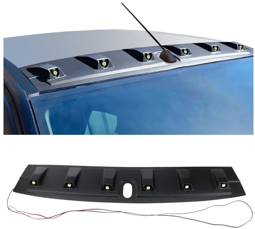 JHCHAN For Ford Ranger Wildtrak Accessories - Front Roof Spoiler Cover Trim | 2015-2019 Wildtrak Limited Raptor XL XLT Front Cap Spoiler w/LED Light Accessories ( Reserved w/Antenna Hole)
