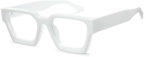 Cyxus Nerd Brille Ohne Stärke Blaulichtfilter Brille Herren Damen Quadratisch Mode Retro Brillenfassung Stil für PC TV Tablet Unisex （8143T20 Weiß）