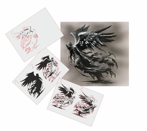 AS-362 Dark Angels Step by Step Stencil for Acrylic, Airbrush, Spray, Varnishes and Wall Paint, Size XL