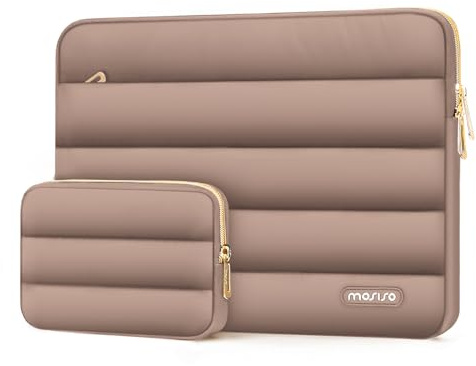 MOSISO Laptop Hülle Tasche 16 Zoll, 15,6-16 Zoll Puffy Laptoptasche | Weich, Wasserdicht, Stoßfest für 15,6-16 MacBook Pro 16 M5 M4 M3 M2 M1, Lenovo HP Dell ASUS Acer Notebook, Braun