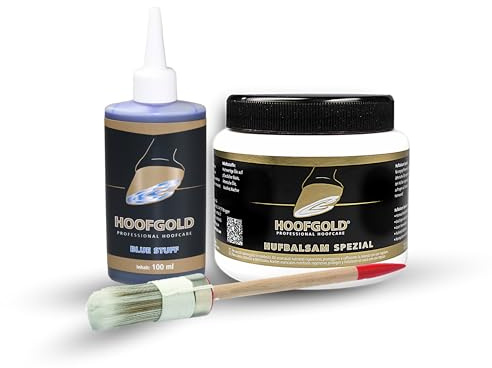 Lot de 2 flacons de baume spécial pour Sabots 500 ML et Bluestuff 100 ML - Aide Rapide et Efficace - Pourriture du Cheval