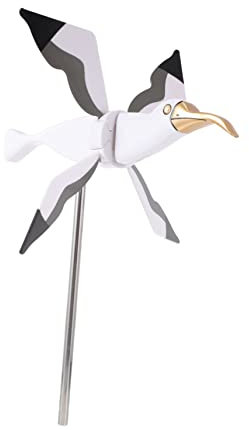 KONTONTY Moulin à Vent Mouette Décoration Jardin Extérieur, Ornement De Jardin PVC Solide, Simulation Oiseau Rotatif pour Fête Et Présent