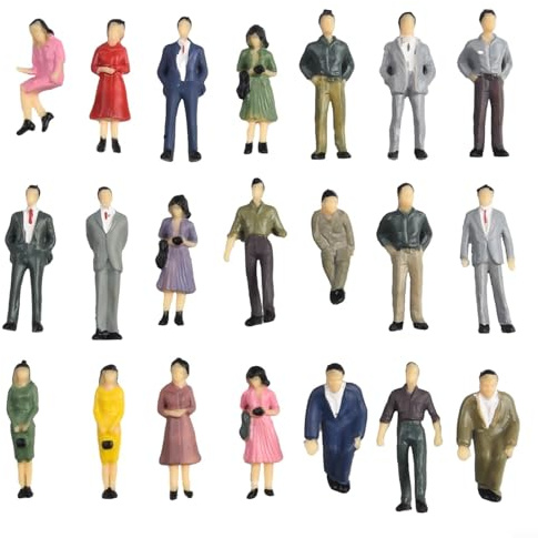 Hasaller Modelleisenbahn-Figuren, 50 Stück, Modelleisenbahn, Personen, Passagiere, gemischte Farben, Modellfiguren im Maßstab 1:50, für Zuglandschaft, Miniatur-Szenen, Landschaft, Puppenhaus