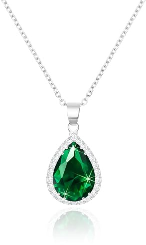 Linawe Anhänger Kette Halskette Damen, Simulierter Diamant Geburtsstein Kettenanhänger Kristall Damenkette, Schmuck Set Modeschmuck Erhältlich in Gold-, Roségold- und Silbertönen